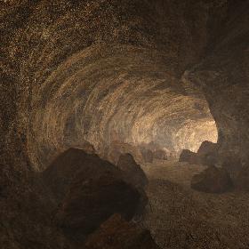 3D Cave With Tunnel And Rocks model